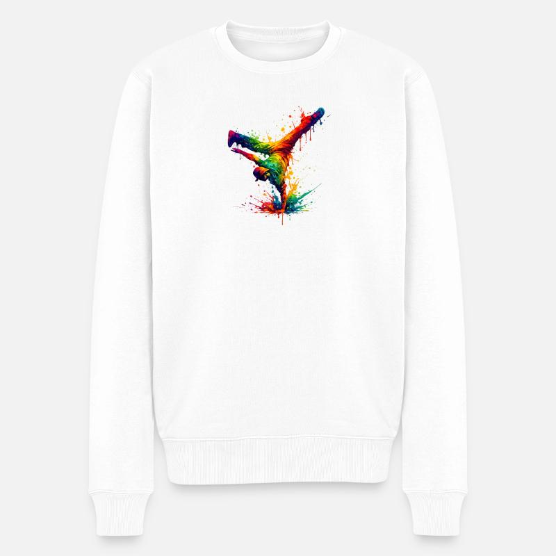 Main Danse Arc-en-Ciel Éclaboussée - Pull Premium bio Homme - blanc