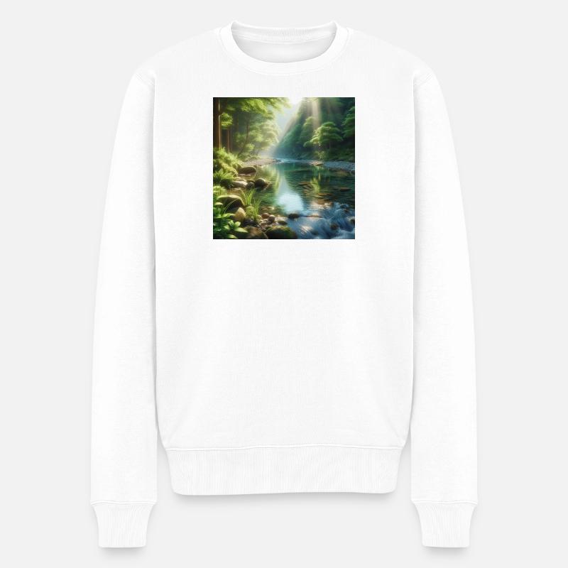 Ruhiges Skogsbäck - Männer Premium Bio Pullover - Weiß
