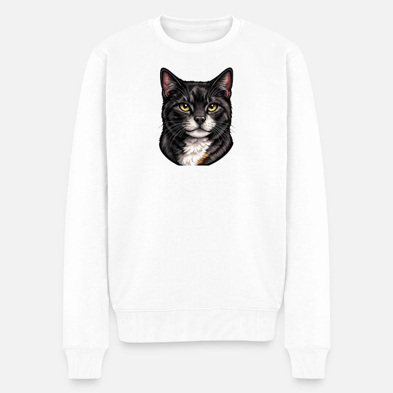 Katzenporträt Goldaugen - Männer Premium Bio Pullover - Weiß