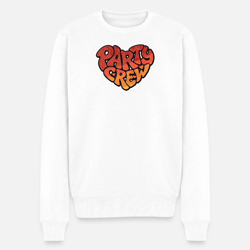 Party Crew Herz - Männer Premium Bio Pullover - Weiß