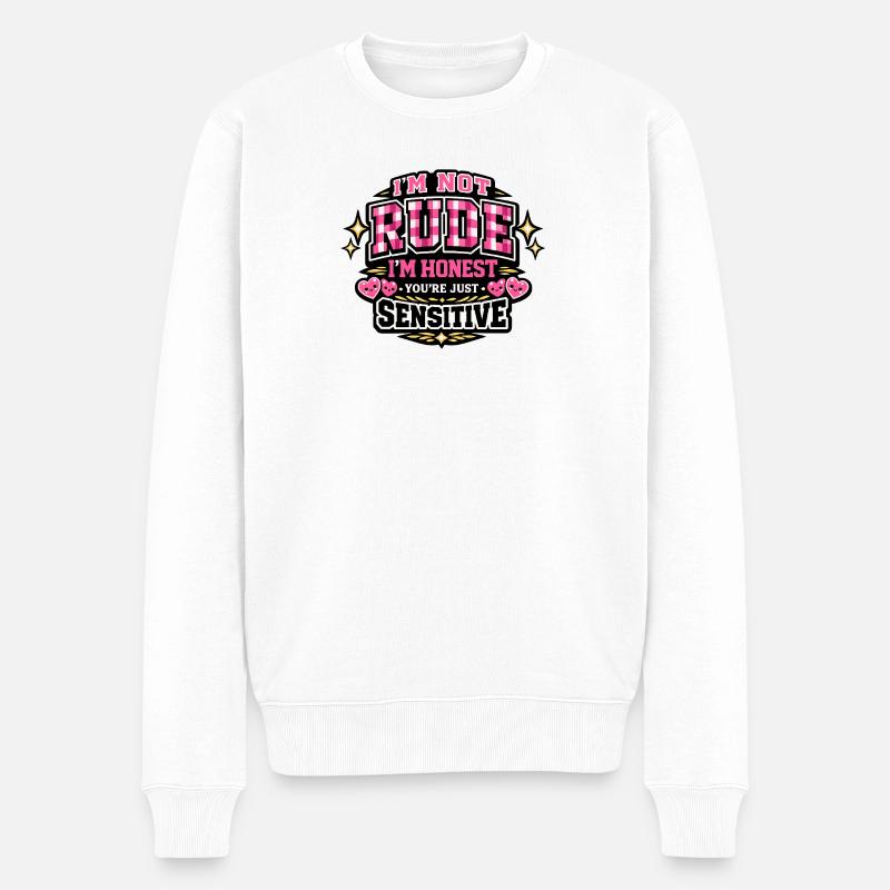 Nicht unhöflich, ehrlich – sensibel - Männer Premium Bio Pullover - Weiß