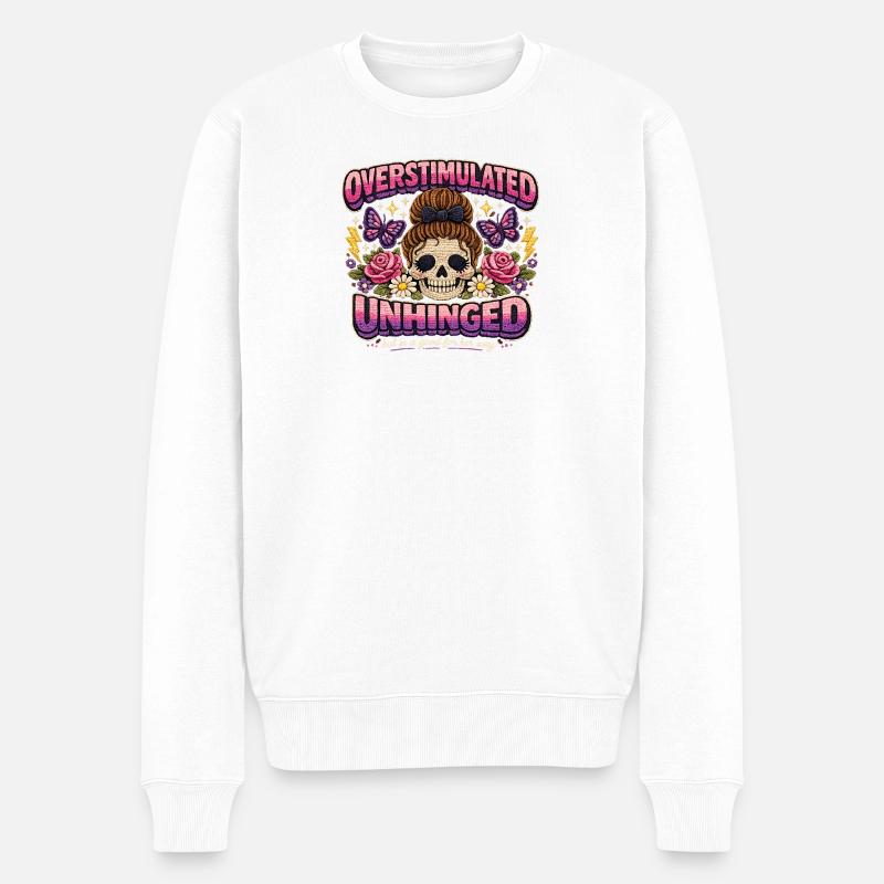 Overstimulated Unhinged Patchkunst - Männer Premium Bio Pullover - Weiß