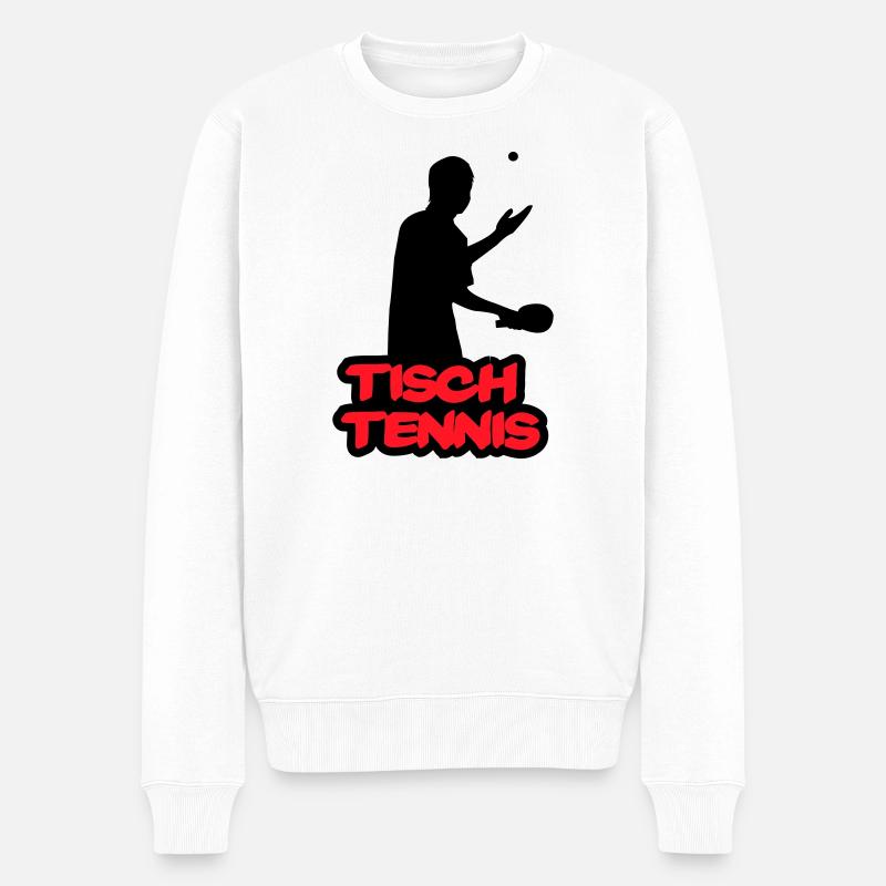 Lettrage rétro tennis de table - Pull Premium bio Homme - blanc