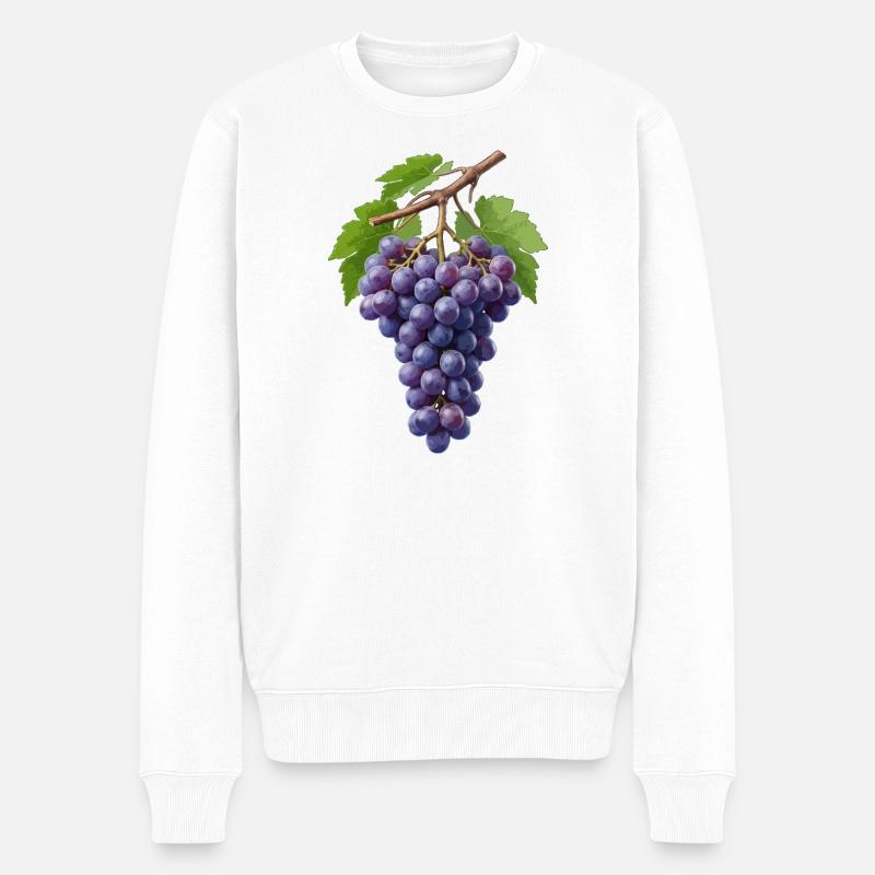 Grappe de raisins violet foncé - Pull Premium bio Homme - blanc