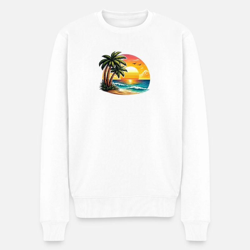 Coucher de soleil à Palm Beach - Pull Premium bio Homme - blanc