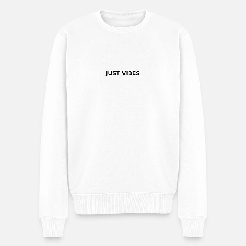 JUST VIBES - Männer Premium Bio Pullover - Weiß