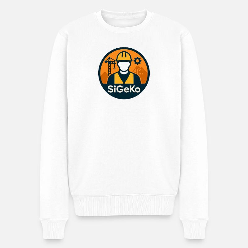 SiGeKo Bau-Sicherheit Silhouette - Männer Premium Bio Pullover - Weiß