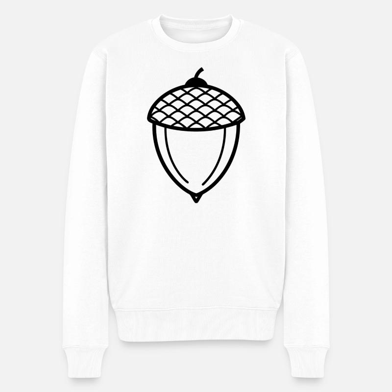 Eiche - Männer Premium Bio Pullover - Weiß