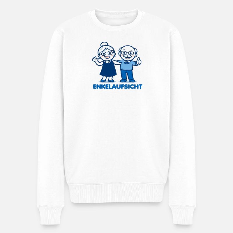Enkelaufsicht Blaues Duo - Männer Premium Bio Pullover - Weiß