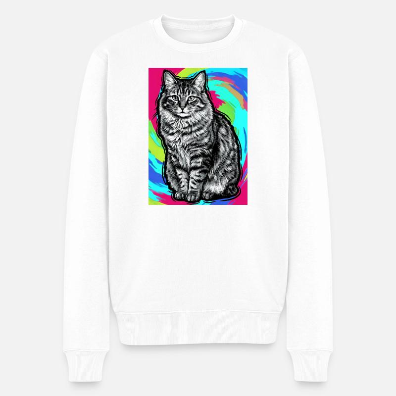 chat - Pull Premium bio Homme - blanc