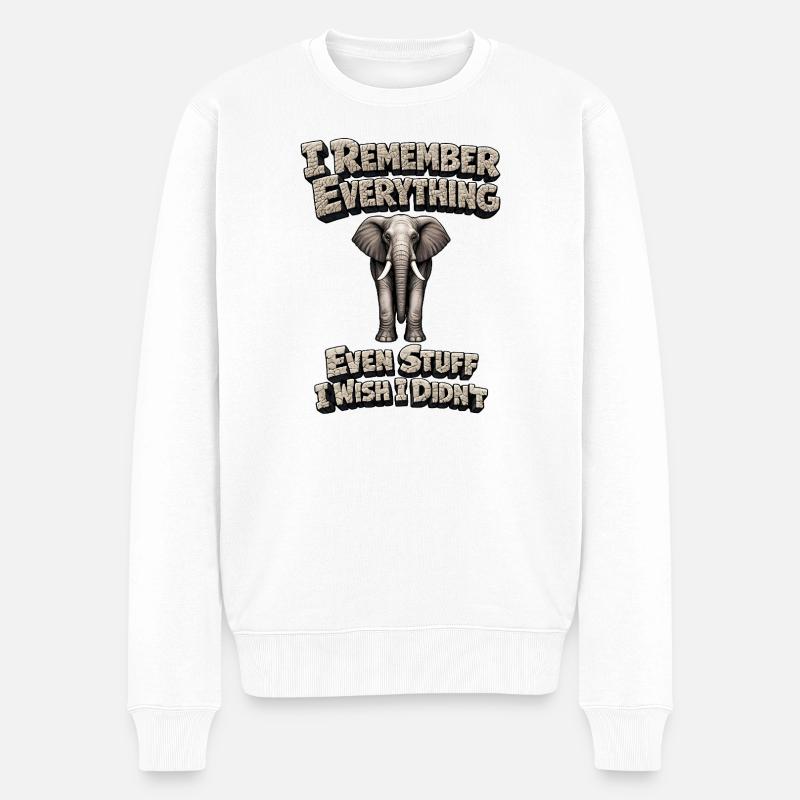 Éléphant mémorable - Pull Premium bio Homme - blanc