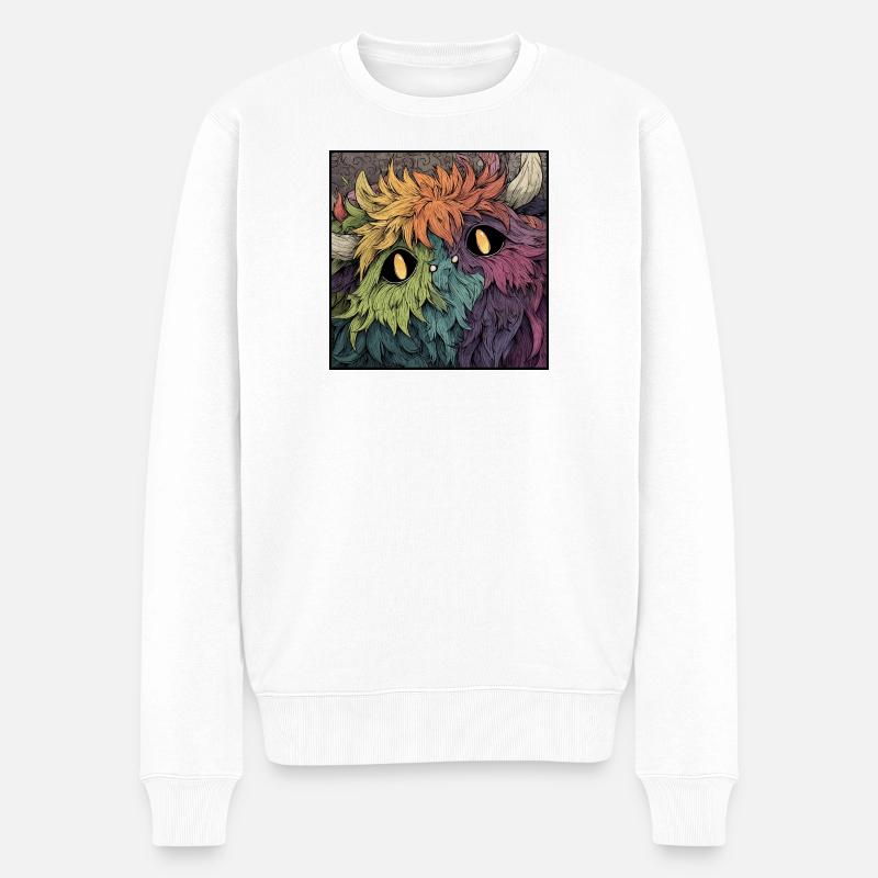 Regenbogenmonster Farbenspiel - Männer Premium Bio Pullover - Weiß