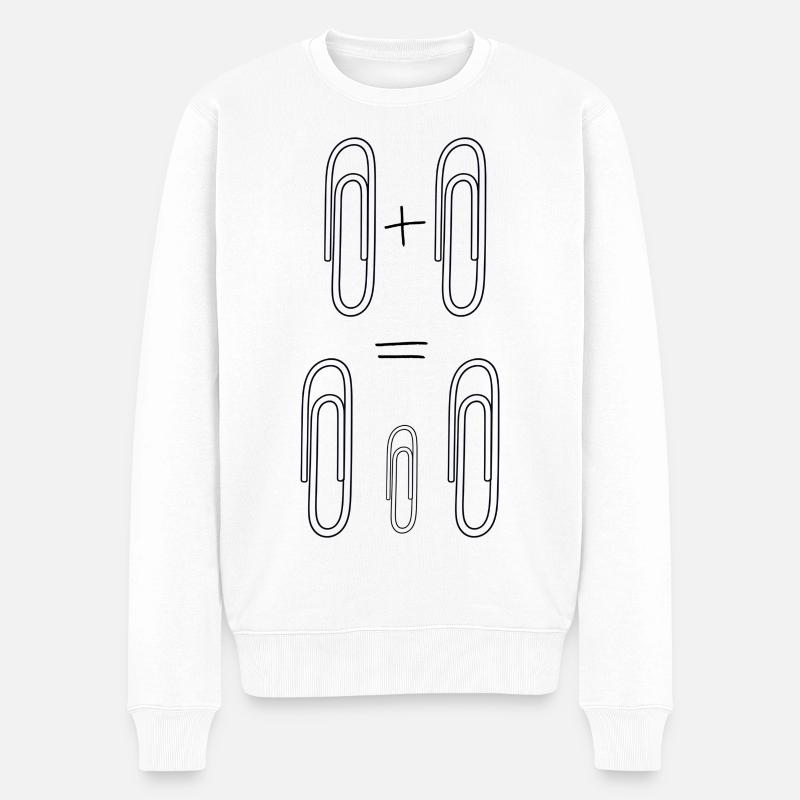 Family-Papierclip-Muster Duo Trio - Männer Premium Bio Pullover - Weiß