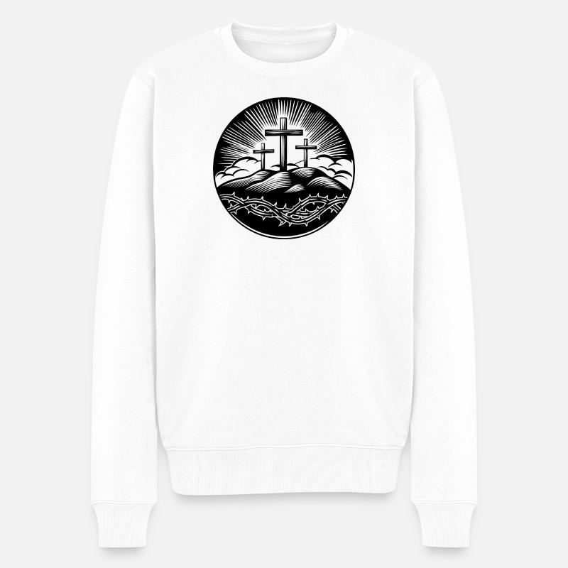 Motif de la croix chrétienne - Pull Premium bio Homme - blanc