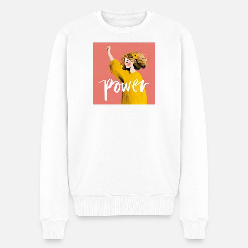 Power Woman Illustration - Männer Premium Bio Pullover - Weiß