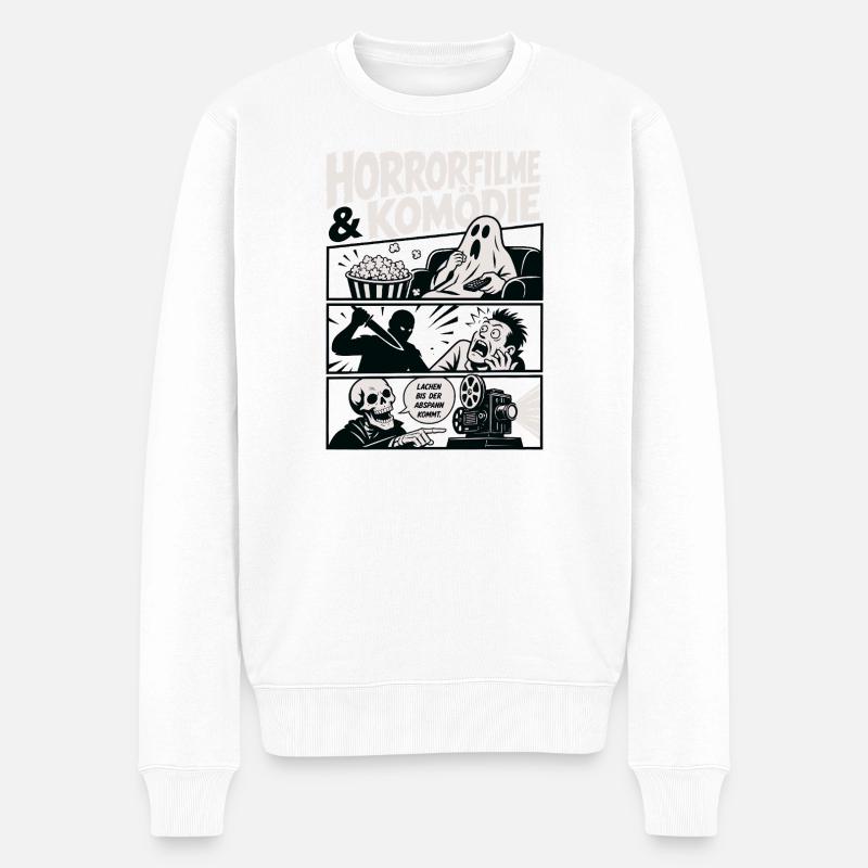 Horrorfilme und Komödie Nerd - Männer Premium Bio Pullover - Weiß