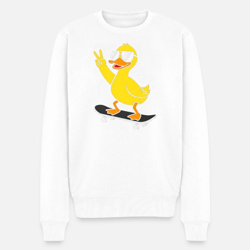 Duck Skateboard Sunglasses Vibe - Männer Premium Bio Pullover - Weiß