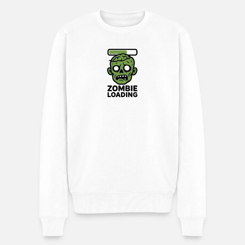 Zombie Loading Skull Graphic - Men's Premium Organic Jumper - white