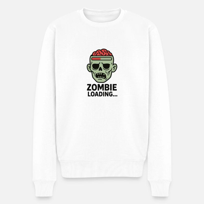 Zombie Loading Schädel Grafik - Männer Premium Bio Pullover - Weiß