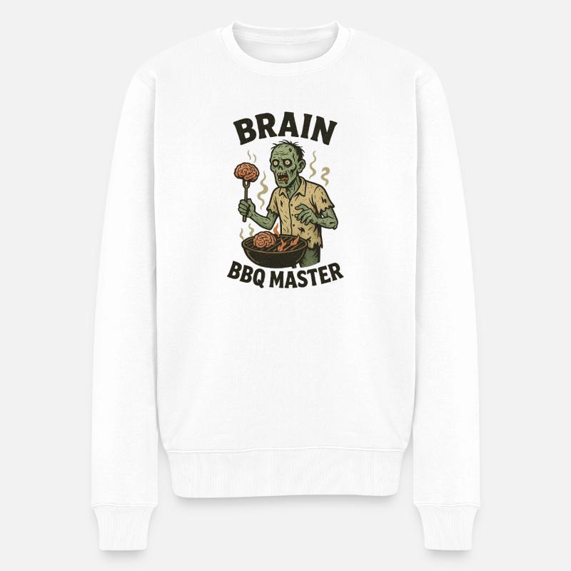 Zombie Grill Master Brain BBQ - Pull Premium bio Homme - blanc