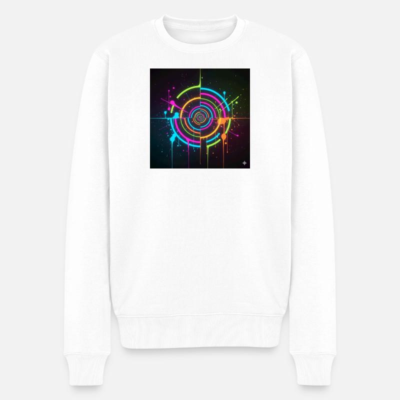 Neon Kreis Splatter - Männer Premium Bio Pullover - Weiß