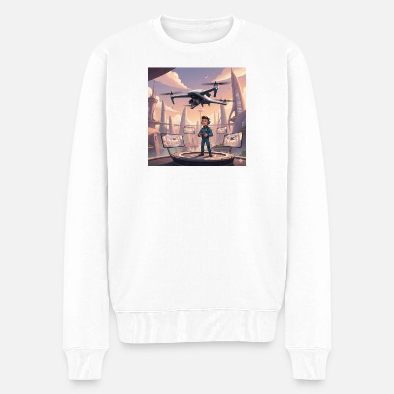 Drohne Pilot in Neonstadt - Männer Premium Bio Pullover - Weiß