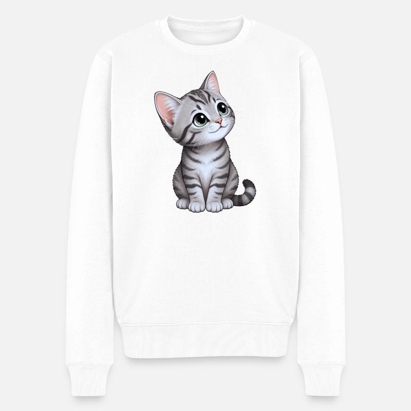 Süsses Kätzchen - Männer Premium Bio Pullover - Weiß