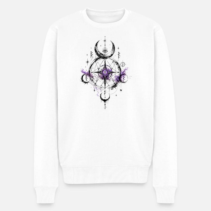 Lila Geometrie der Nacht - Männer Premium Bio Pullover - Weiß