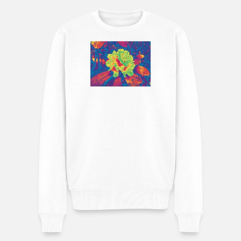 Fleur Néon Fleur Psychédélique - Pull Premium bio Homme - blanc