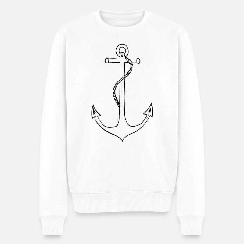 Anker Schiff Segeln - Männer Premium Bio Pullover - Weiß