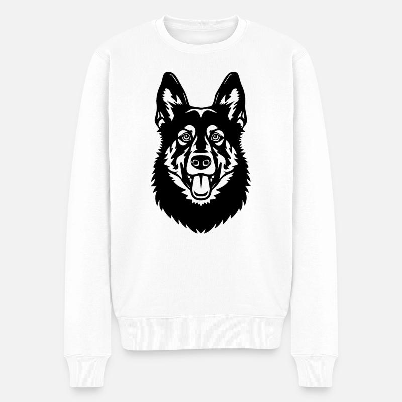 Schäferhund Hund Hundekopf - Männer Premium Bio Pullover - Weiß
