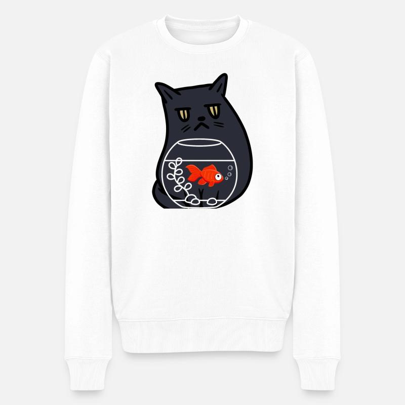 poisson chat - Pull Premium bio Homme - blanc