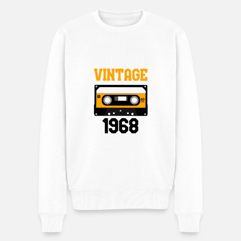 Vintage 1968 Baujahr 1968 Geburtsjahr 1968 - Männer Premium Bio Pullover - Weiß