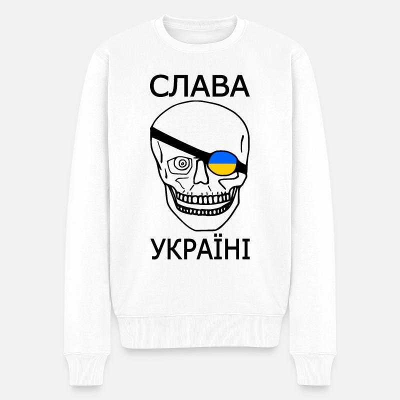 Slava ukraini - Männer Premium Bio Pullover - Weiß