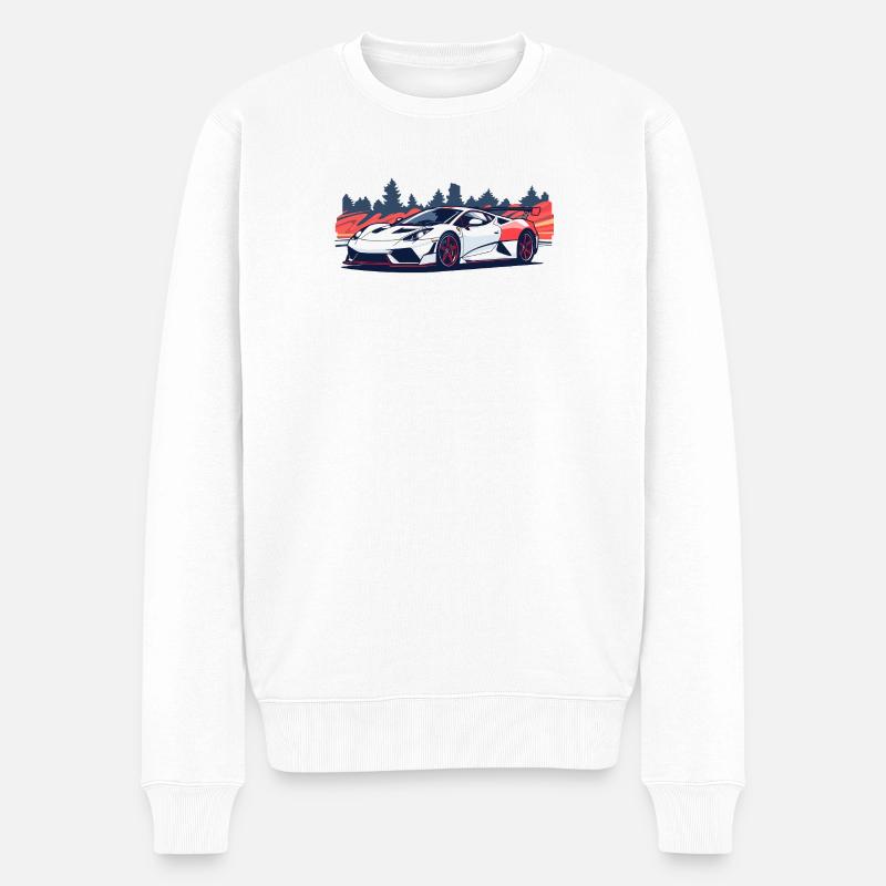 Supercar de course avec un accent rouge - Pull Premium bio Homme - blanc