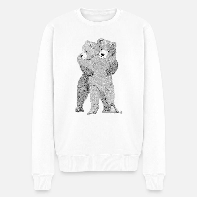 Große Bärenliebe - Männer Premium Bio Pullover - Weiß