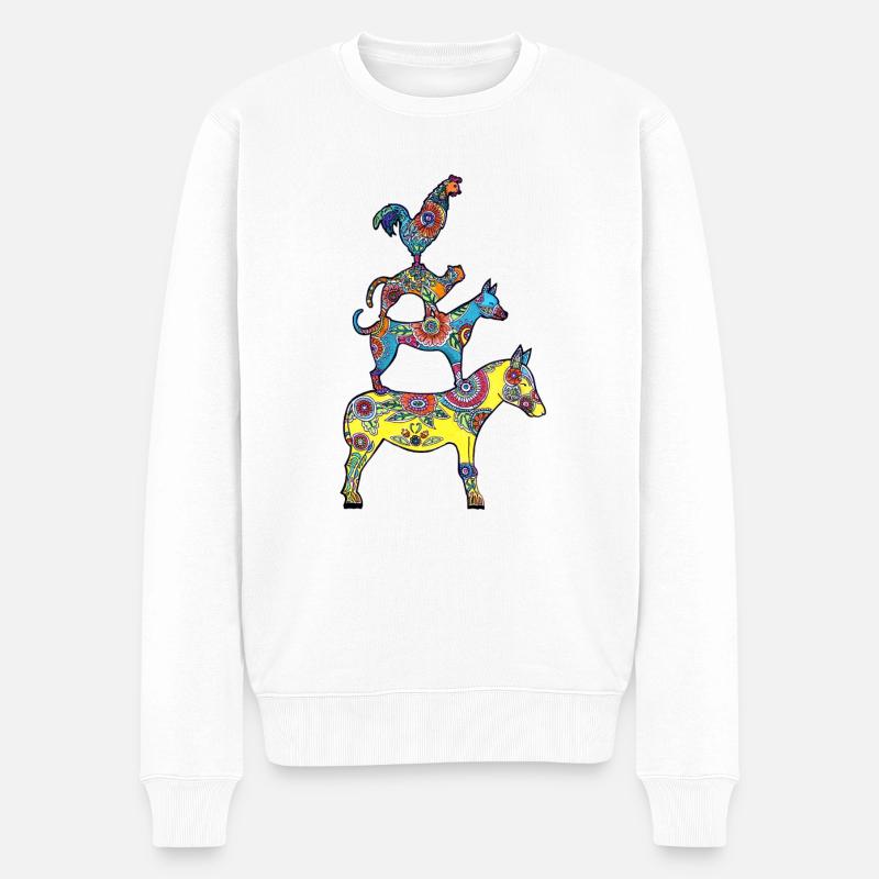 Die Musiker aus Bremen - Männer Premium Bio Pullover - Weiß
