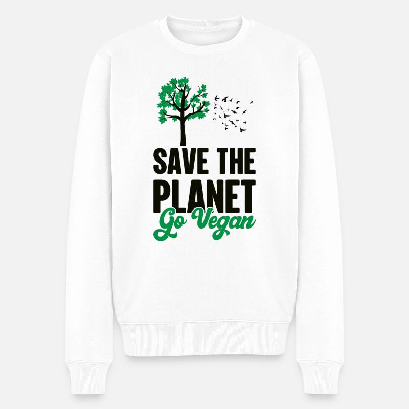 Save the Planet - go Vegan - Männer Premium Bio Pullover - Weiß