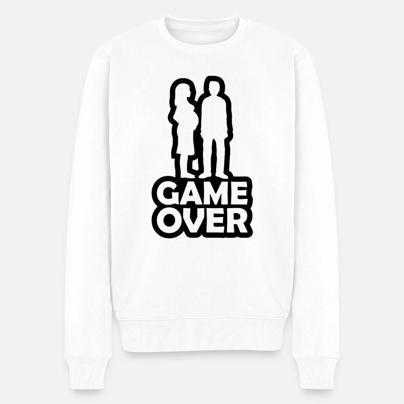 Papa Mama Game Over - Männer Premium Bio Pullover - Weiß