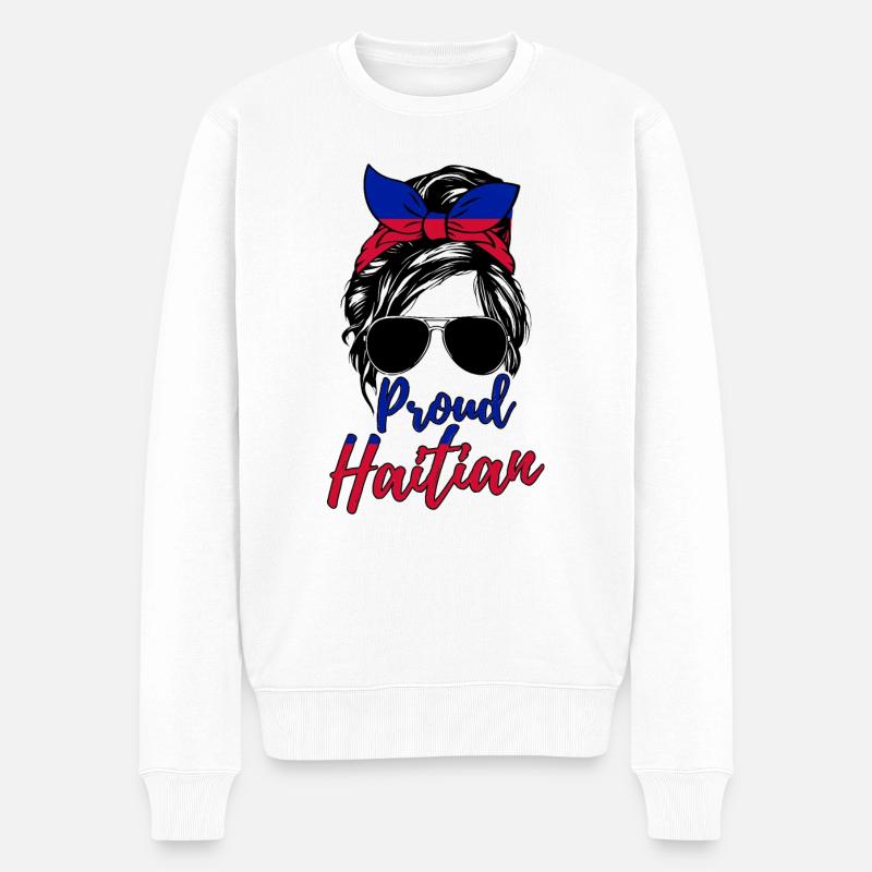 Stolze Haitianische Frau - Männer Premium Bio Pullover - Weiß