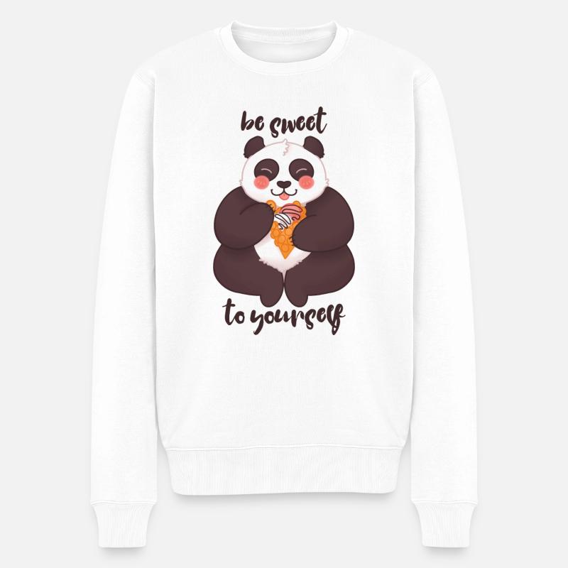 Soyez doux avec vous-même - Panda - Pull Premium bio Homme - blanc