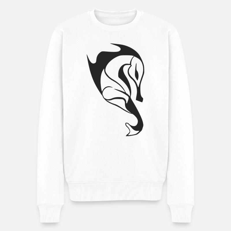 Stilisiertes Seepferdchen - Männer Premium Bio Pullover - Weiß