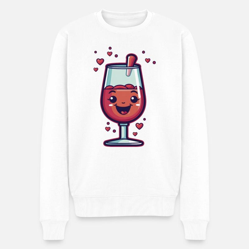 Wein Glas - Männer Premium Bio Pullover - Weiß