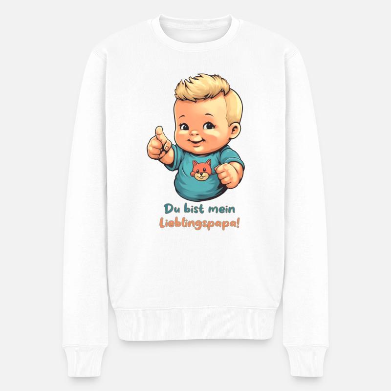 Du bist mein Lieblingspapa! - Männer Premium Bio Pullover - Weiß
