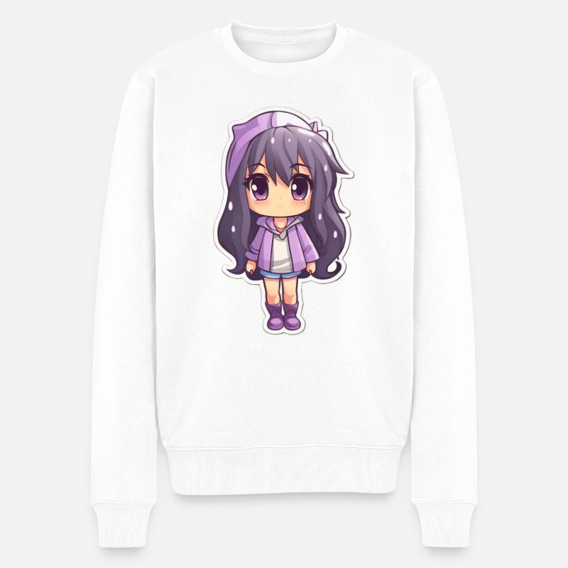 Anime Girl - Männer Premium Bio Pullover - Weiß