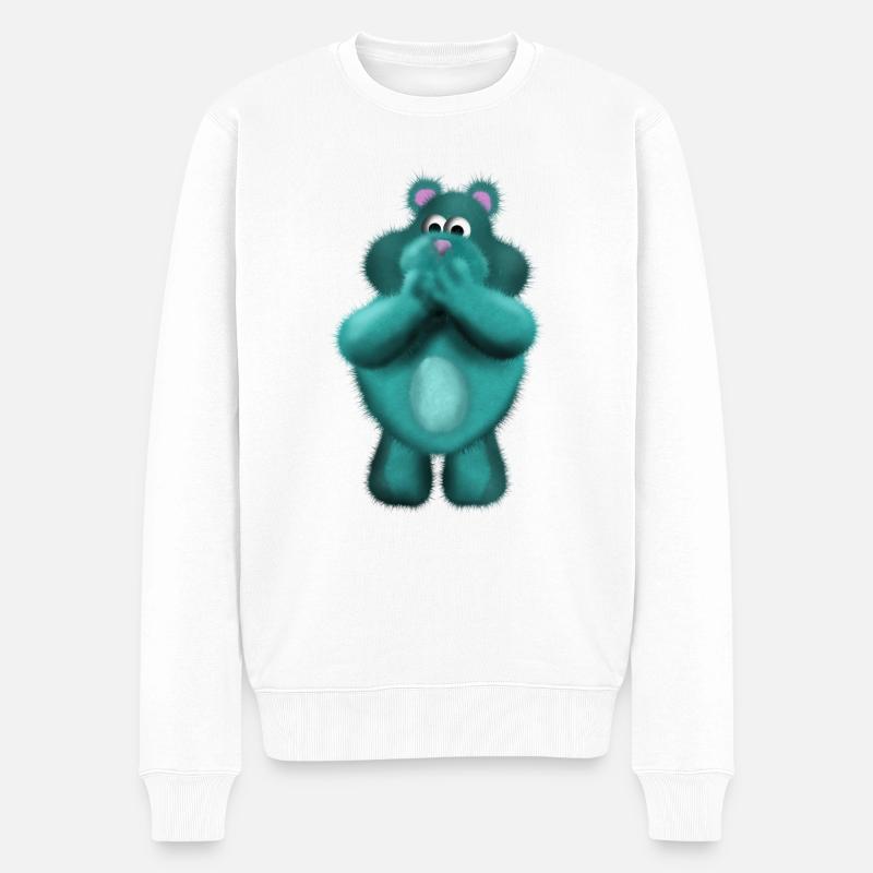 Fluffy der fluffige Teddybär - Männer Premium Bio Pullover - Weiß
