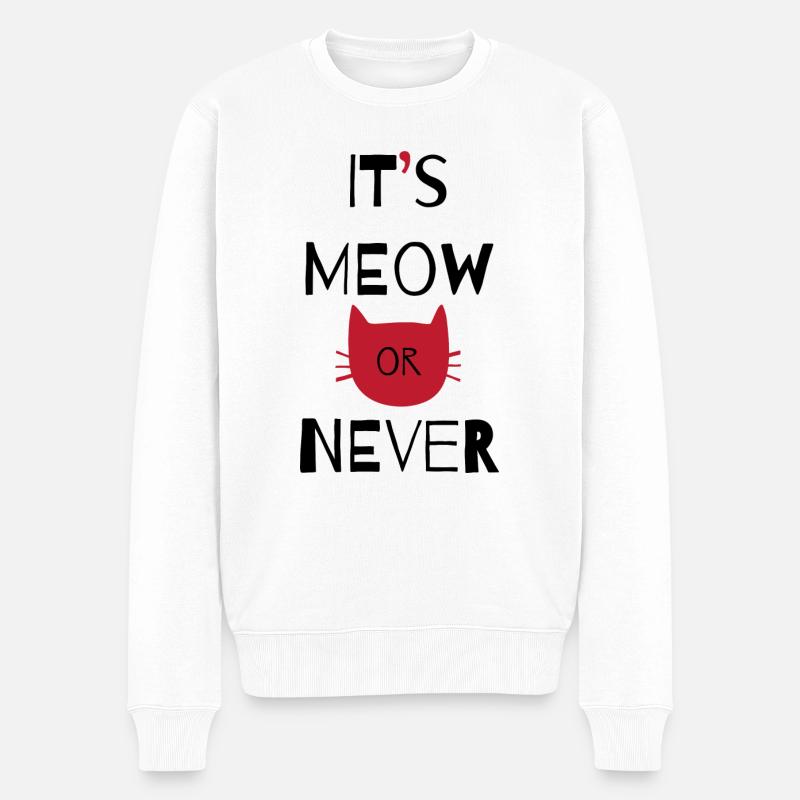 Katze - Männer Premium Bio Pullover - Weiß