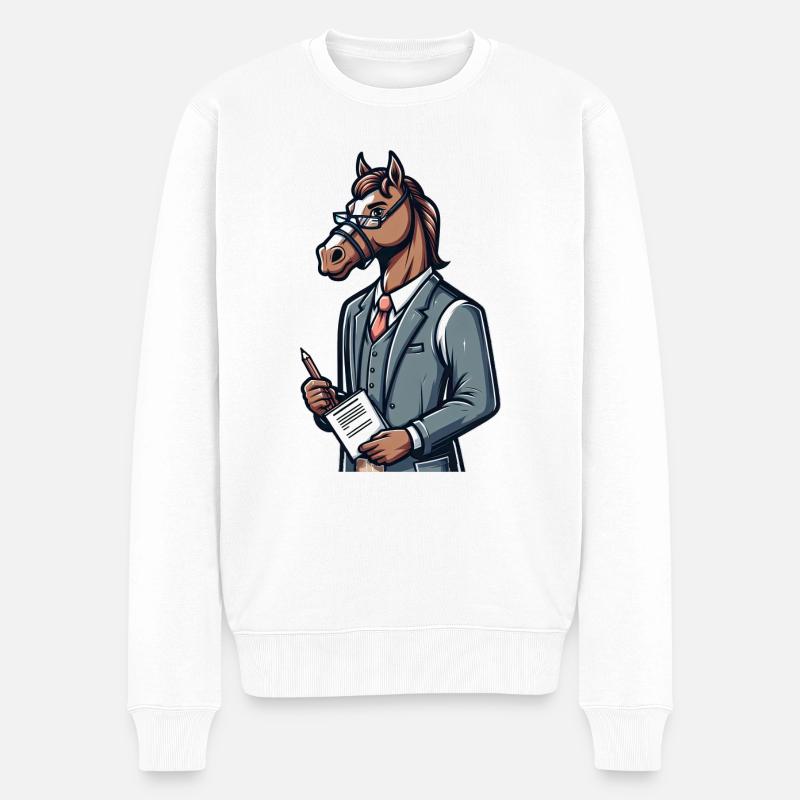 Cute Horse Teacher - Männer Premium Bio Pullover - Weiß