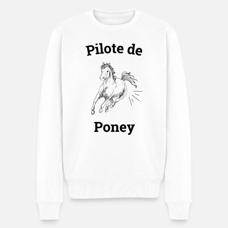 Pony-Pilot - Männer Premium Bio Pullover - Weiß