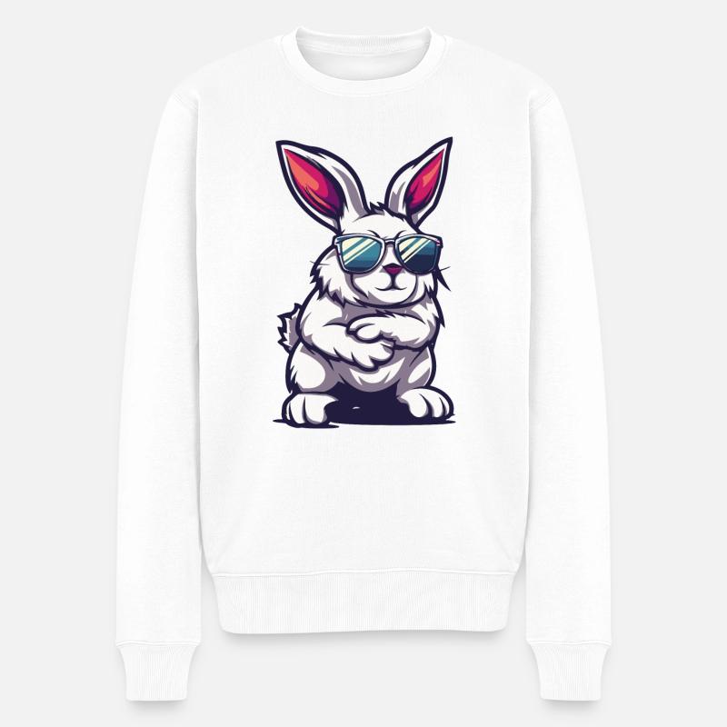 Hase Comic Cool - Männer Premium Bio Pullover - Weiß